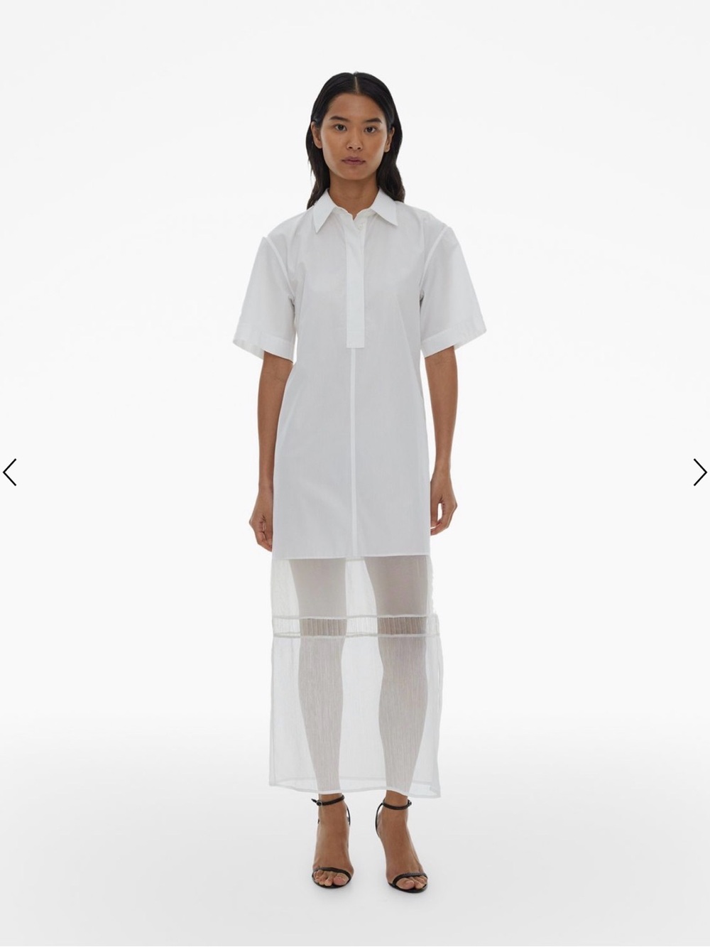 Helmut Lang White Short-Sleeve Midi Dress Size M